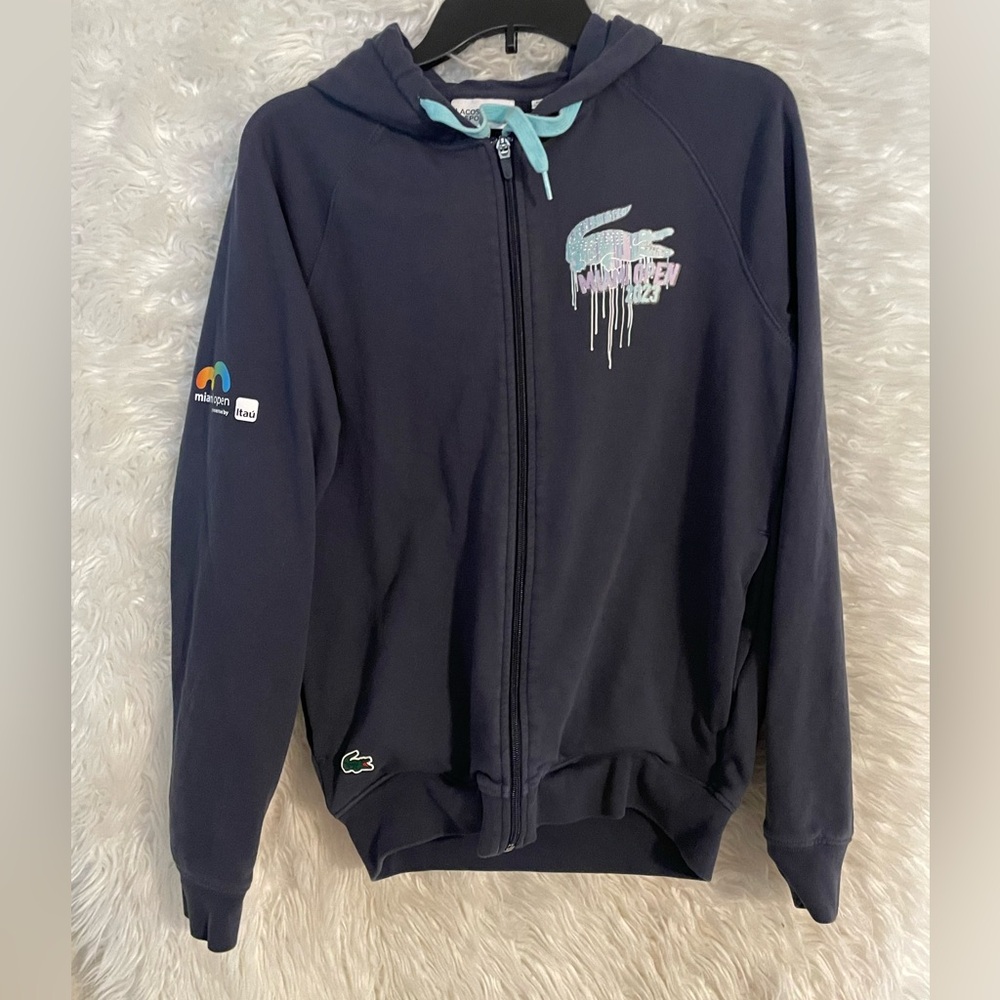 Lacoste Sport Miami Open 2023 Edition Blue Full Zip Hooded Unisex Sweatshirt-S